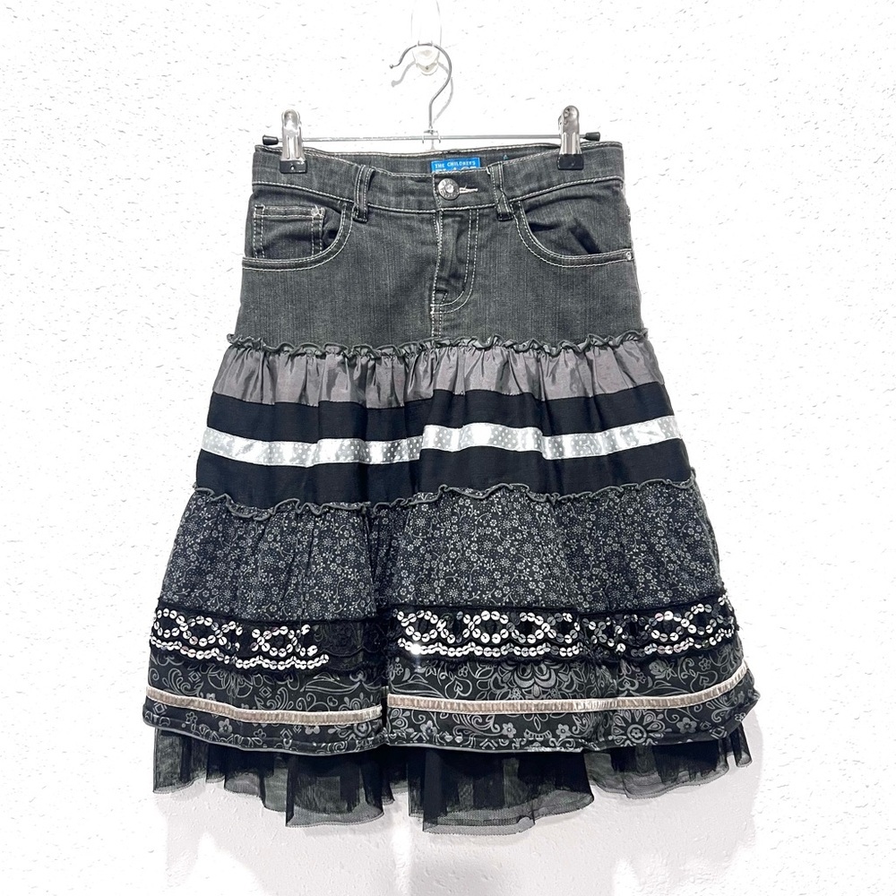 The Children's Place Black and Gray Bubble‎ Mini Skirt 8